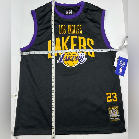 NBA LeBron James #23 Los Angeles Lakers Basketball Jersey Size L Black Gold - Picture 5 of 10